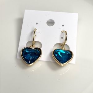 14k gold filled teal heart earrings